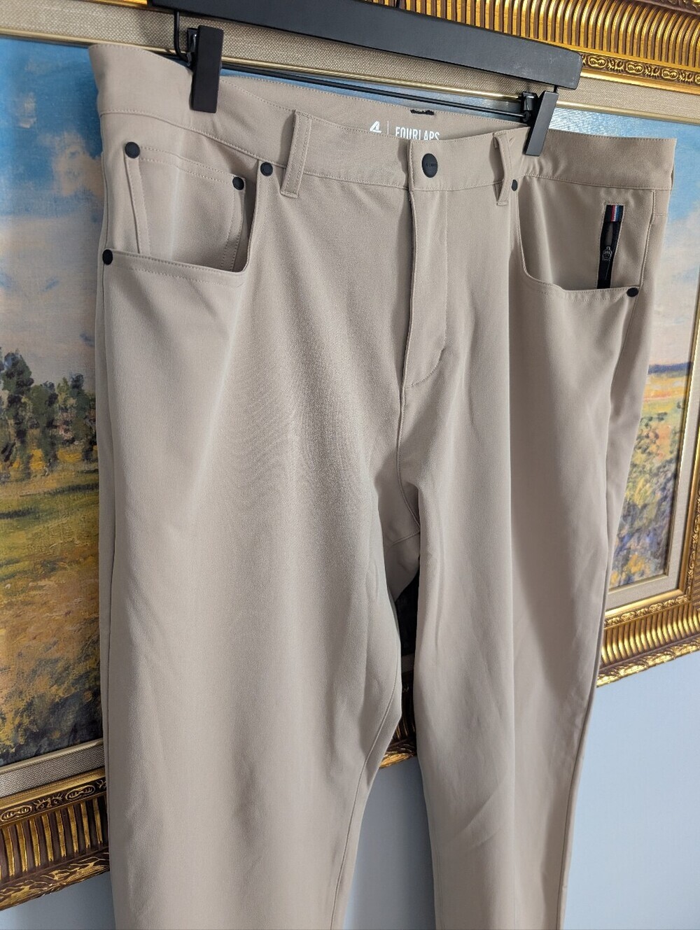 4 Fourlaps Light Beige Performance Trousers 36 X 32